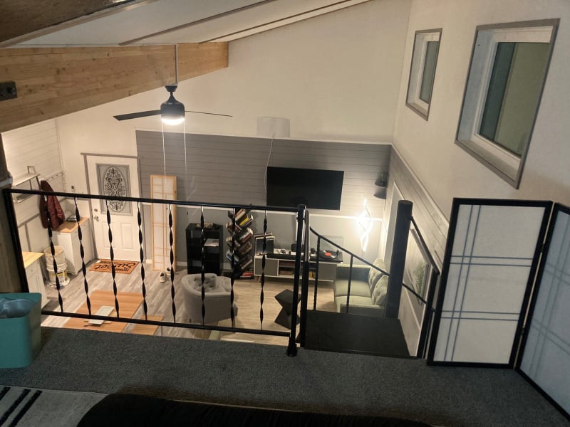 Award winning Tiny Home, Vaulted ceilings above loft